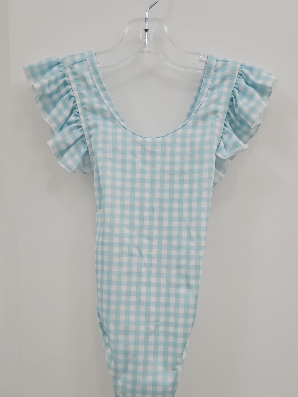 Light Blue Gingham One Piece Swimsuit